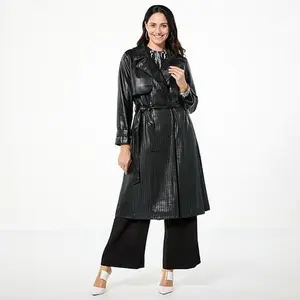 GREY by Jhoan Sebastian Grey Perforated Faux Leather Trench