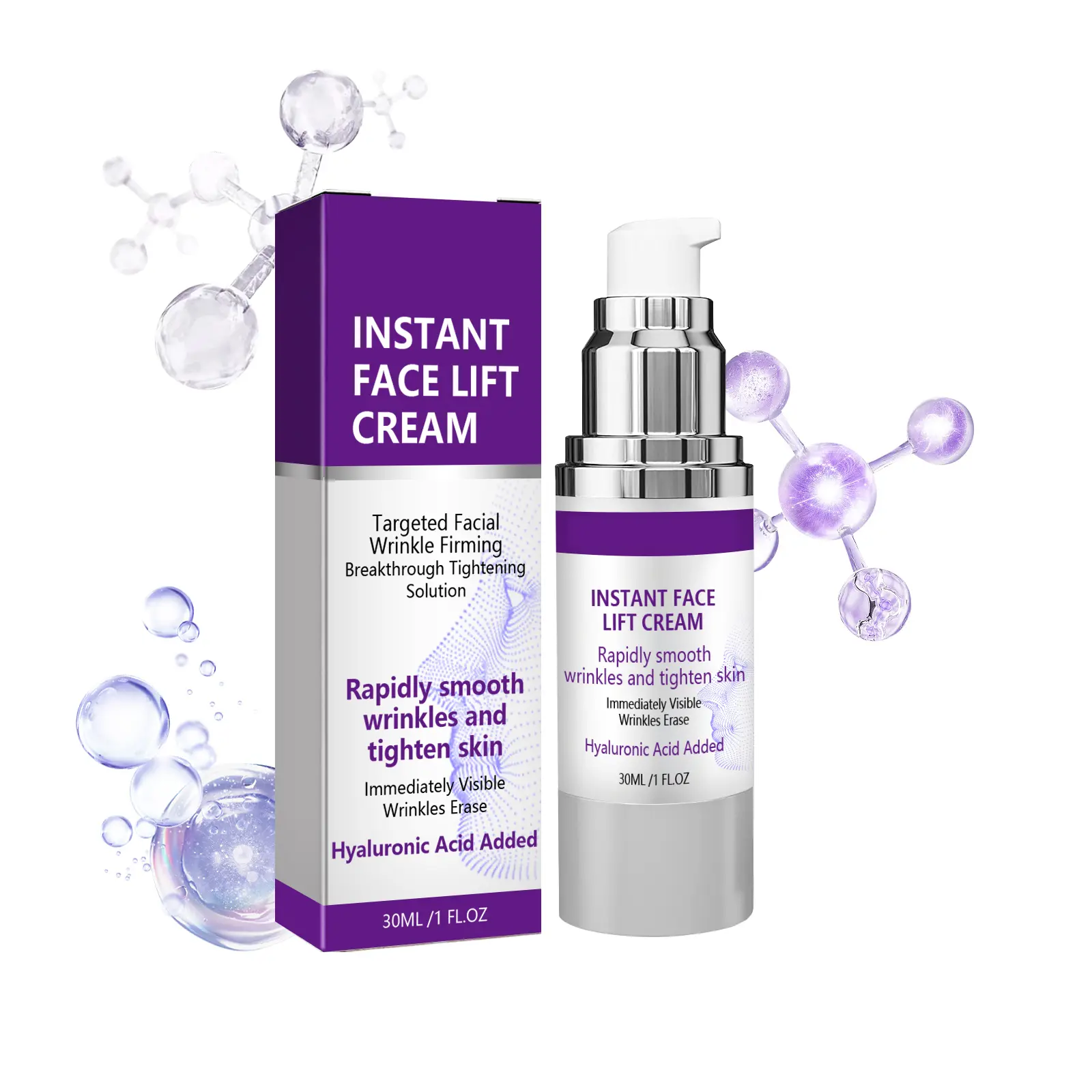 Women's 1/2/3PC Instant Face Lift Moisturizer Cream - Hydrating, Anti-Aging, Firming, Wrinkle & Fine Line Smoothing, Skin Lifting, Glow Restoring - 30ml/1fl oz Facial Massage Skincare Cosmetic (for Normal & Combination Skin)