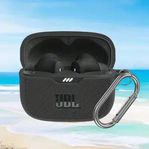 for JBL Vibe 230TWS & Vibe Beam Case Cover, Silicone Protective Shock Cover Compatible With True Wireless Headphones Charging Case With Carabiner