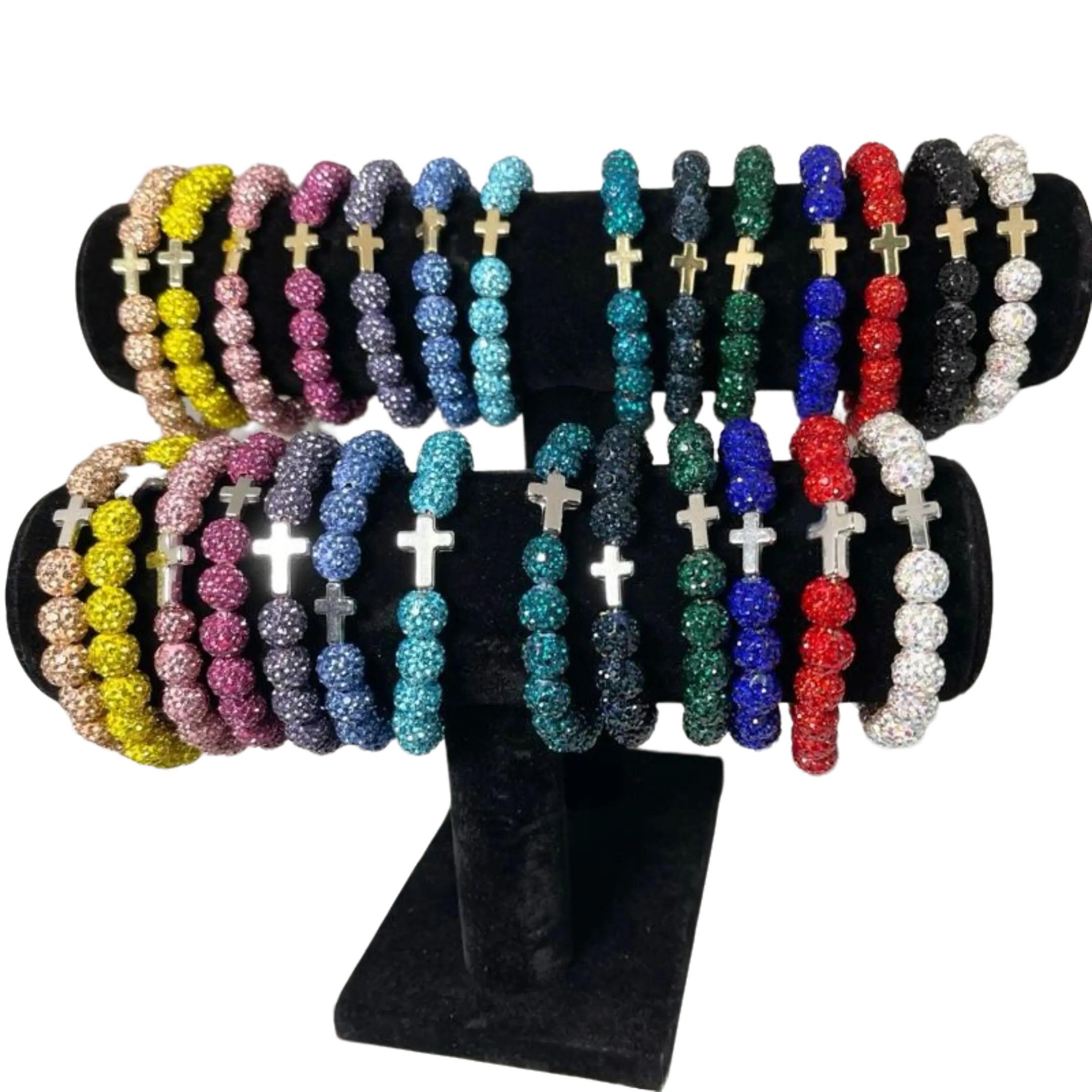 Abundance Bracelet- Single Cross Design in Assorted Bright Jewelry Beads