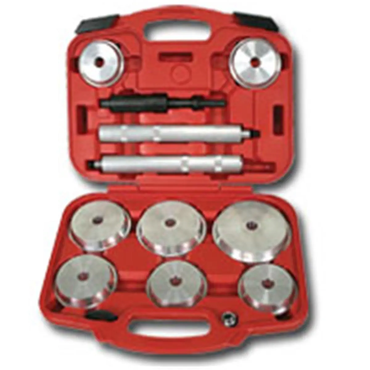 Lisle 59400 Pinion Bearing Race Driver Set - 11-Piece Multi-Tool Kit for GM Pickups, Pneumatic 2-Piece Extended Handles, 8 Drivers for Driving Inner and Outer Pinion Bearing Races (2.6875in, 3.25in Sizes), Inner/Outer Race