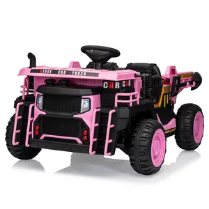 24v Kids Ride on Dump Truck with Remote Control, 2-Seater Electric Construction Vehicle