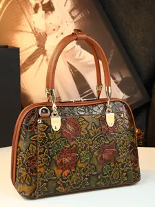 Vintage Embossed Handbag for Women, High-End Floral Pattern, Shell Design, Crossbody & Shoulder Bag, Commuter Mother Bag