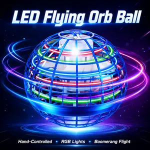 LED Flying Orb Ball - Hand-Controlled Boomerang Hover Sphere with RGB Lights, USB-Rechargeable Flying Spinner, 360° Rotating UFO Gadget for Party Fun, Birthday Gift (Home Decor Specialty Figurine)