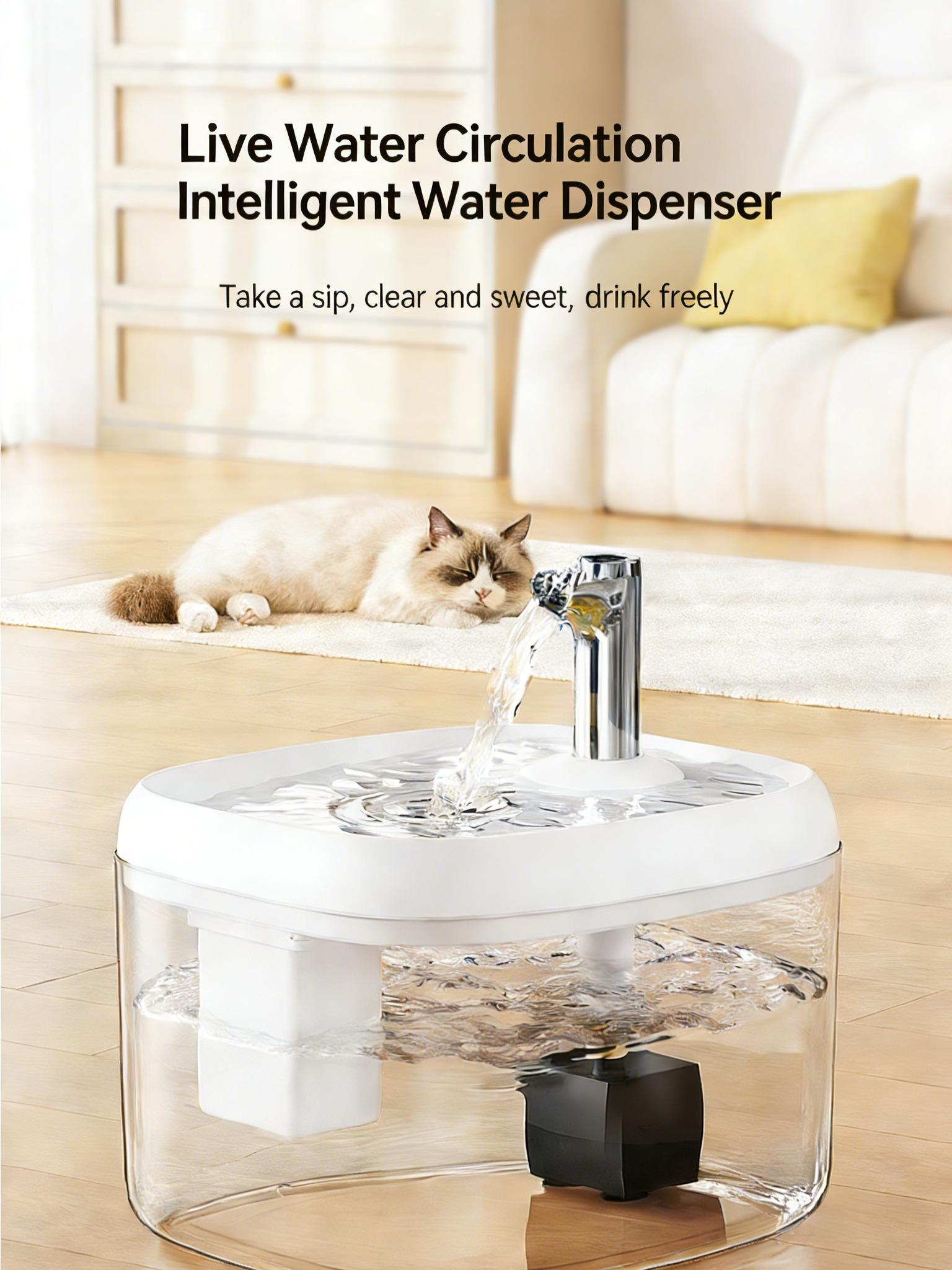 Automatic Pet Water Fountain with Filter Ultra Quiet Water Dispenser Auto Circulating and Filtration 1.5L Easy to Clean