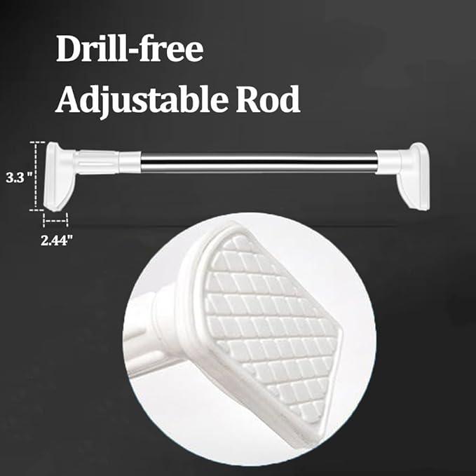 Drill-Free Telescopic Tension Rod for Hanging Clothes，adjustable Rod Without Drilling,Stainless Steel Curtain Hanging Rack, For Bathroom, Window, Closet, Room Divider (80-160cm)