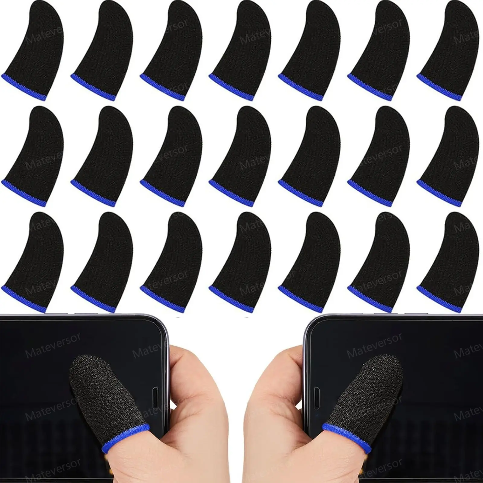 20PCS Gaming Finger Sleeves,Ultra-Thin Carbon Fiber,Anti-Sweat & Anti-Slip,Universal for all Phones & Tablets Gamer Fingers Thumb Sleeves, Mobile Gaming Stabilizer & Compression Support Blue Edge, Gaming Accessories, Game Peripherals