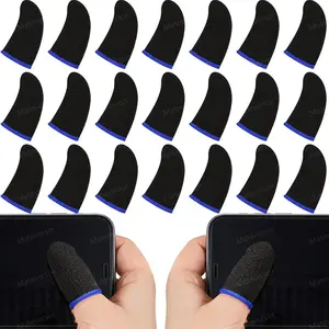 20PCS Gaming Finger Sleeves,Ultra-Thin Carbon Fiber,Anti-Sweat & Anti-Slip,Universal for all Phones & Tablets Gamer Fingers Thumb Sleeves, Mobile Gaming Stabilizer & Compression Support Blue Edge