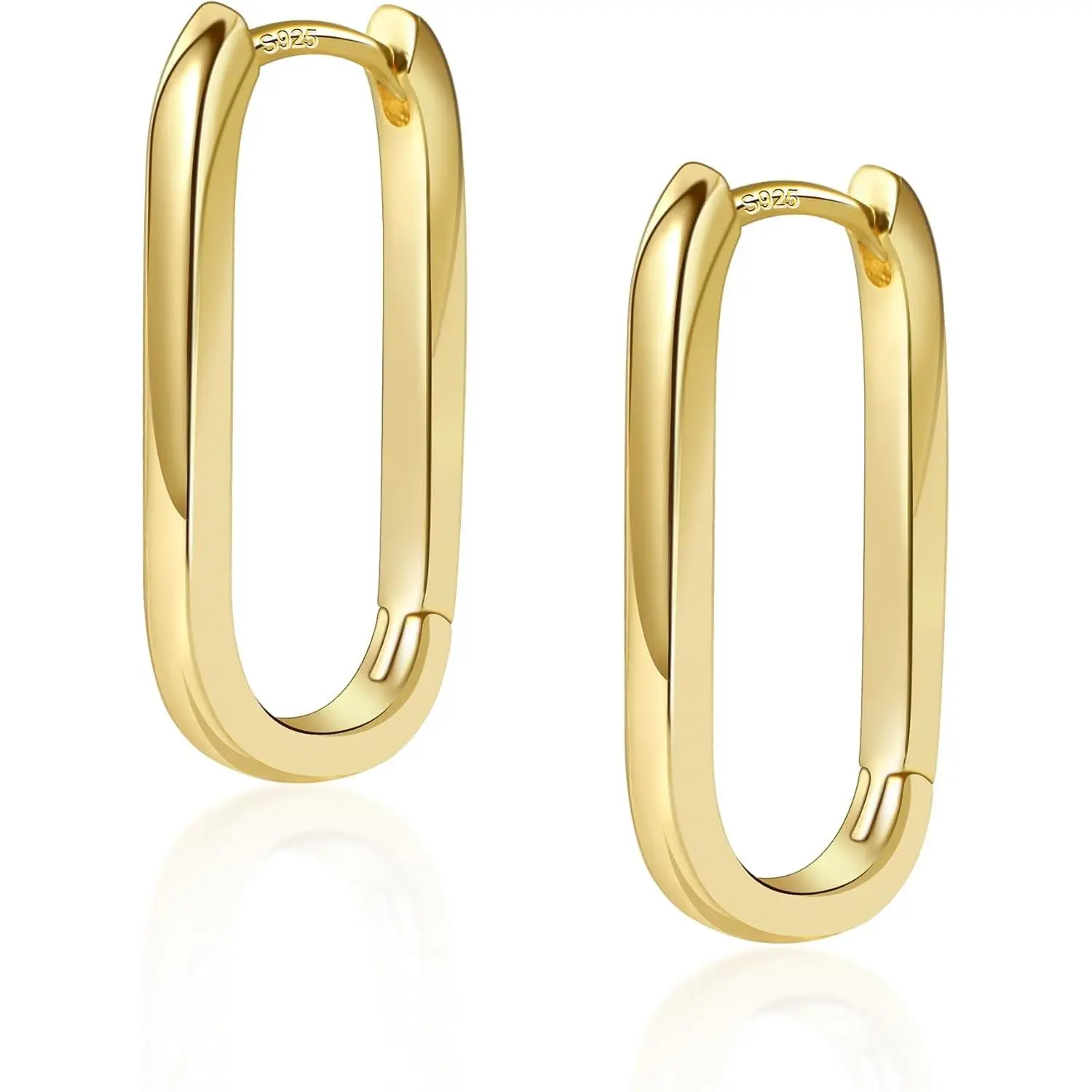 925 Sterling Silver Hoop Earrings for Women Trendy Small Square Hypoallergenic 14K Gold Plated Hoop Earrings Geometric Minimalist Rectangle Hoops Earrings