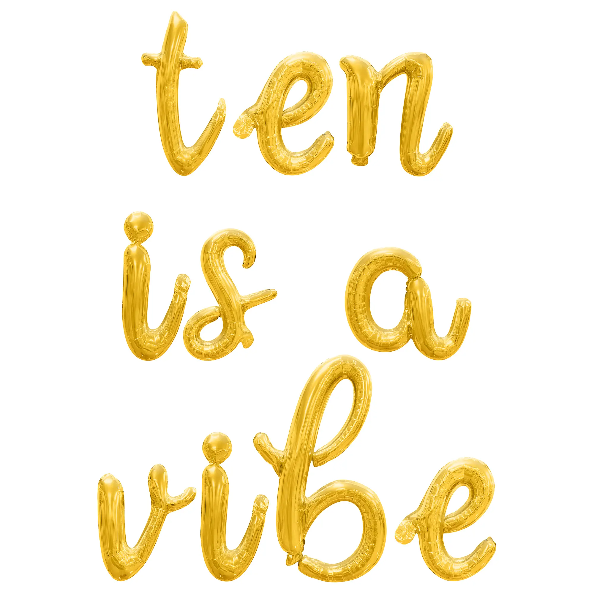 Cursive Script Letter Balloons - TEN IS A VIBE 16" Inch Alphabet Letters Foil Mylar Balloon 10th Birthday Party Banner