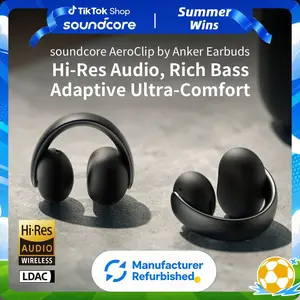 [Refurbished]soundcore AeroClip by Anker, Open-Ear Earbuds, Clip-On Headphones, Adaptive Comfort, Clear Calls with 4 Mics and AI, Stable Fit, 12mm Drivers for Powerful Bass, Hi-Res, Open-Ring Design #DealsForYouDays, #summerwins