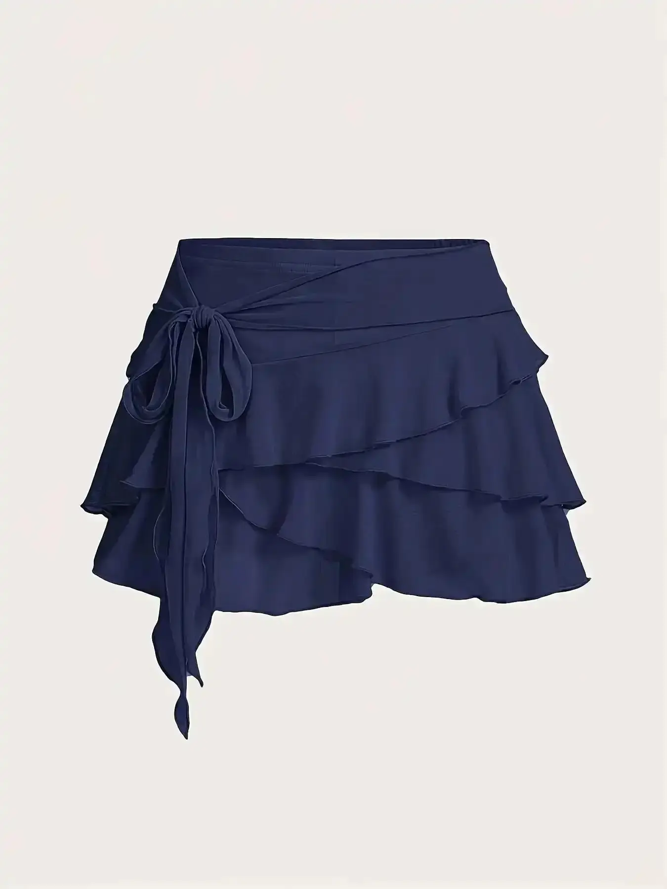 Women's Multi-Layer Ruffle Hem Mini Skirt Low Waist Design Fitted Elegant Style Perfect Daily Wear and Special Occasions, Flowy, Stylish, Modern, Cute, Comfortable, Cozy, Relaxed, Soft
