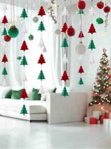 20 pcs Christmas Decorations Party Supplies 3D Mini Christmas Tree Paper Hanging Flags Window Display Decor for Festive Season