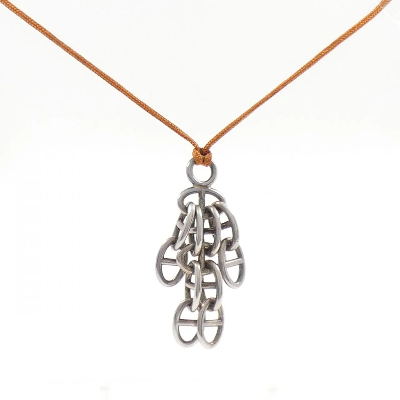 Pre-owned HERMÈS Sterling Silver 925 (Ag925) Small Leather Goods Hermes 925 Necklace