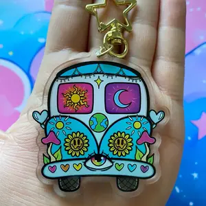 Hippie bus keychain