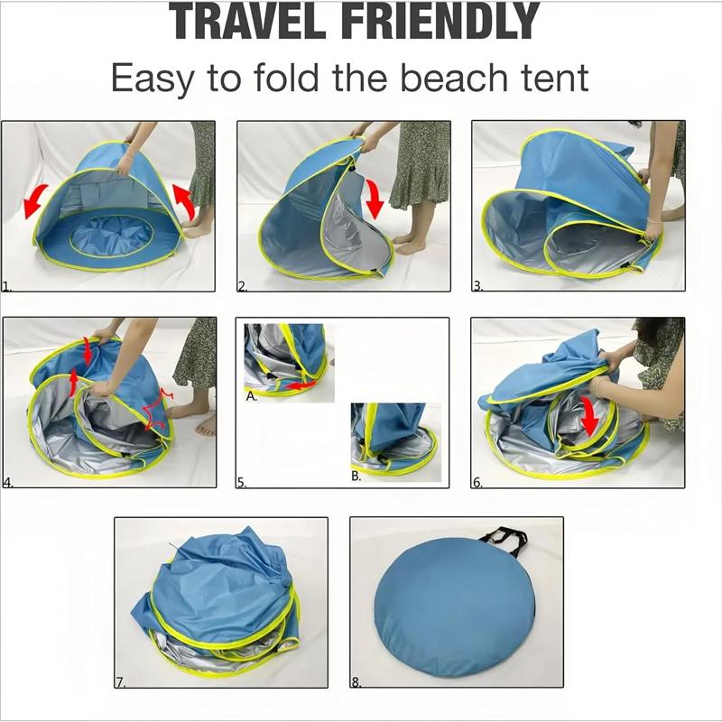 Baby Beach Tent & Pool Combo,y Beach Tent Pop Up Portable Shade Pool UV Protection Sun Shelter For Beach, Camping, Travel & Backyard