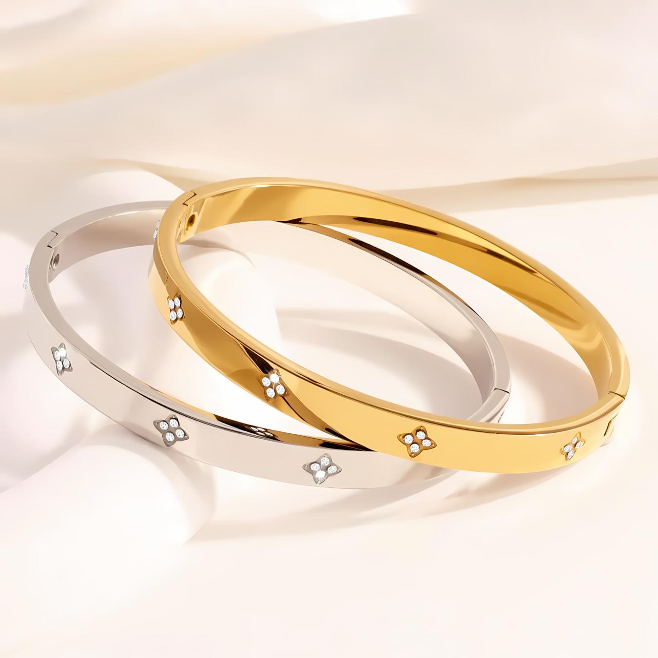 2Pcs Fashion Rhinestone Stainless Steel Bangles, Elegant Versatile Bracelet Set, Stylish Party & Daily Hand Jewelry for Men & Women 2Pcs Fashion Rhinestone Stainless Steel Bangles, Elegant Versatile Bracelet Set, Stylish Party & Daily Hand Jewelry for Men & Women