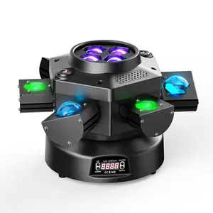 Flower Dance 150W LED Six-Armed Bee Eye Stage Light DMX RGBW 4-In-1 Moving Head Lights with 540° X-Axis Rotation & 180° Y-Axis Rotation for DJ Performances and Parties