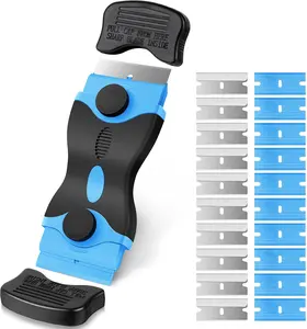 Pink Razor Scraper Tool Set for Glass, Glass Cooktop & Oven Door, 1 Pack Stove Top Scraper with 20 Metal & Plastic Blades, Non-Scratch Window Sticker, Paint, Caulk & Adhesive Remover