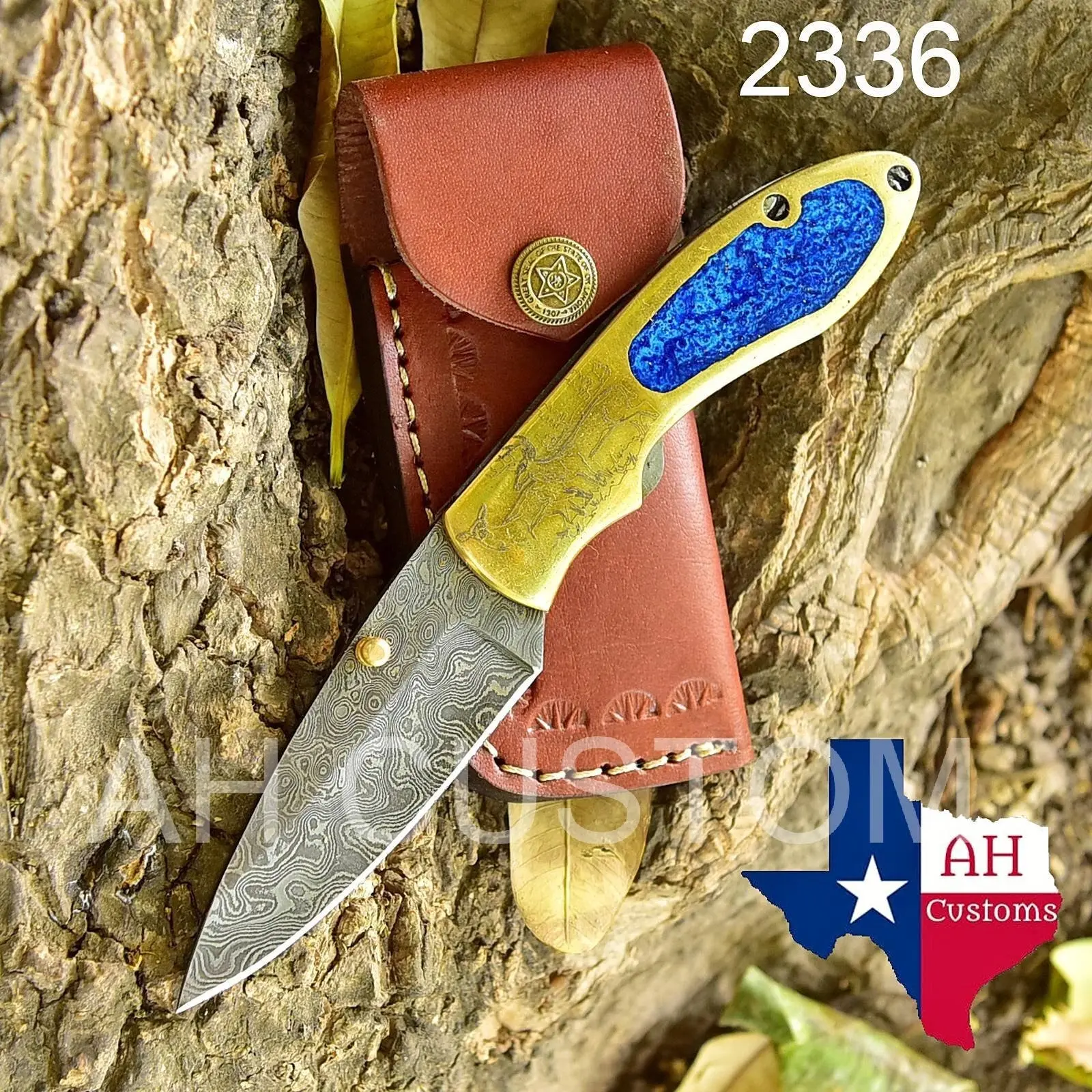Custom Handmade Damascus Steel Folding Pocket Knife with Brass Handle – 512 Layers EDC Knife with Leather Sheath