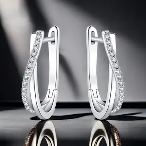 Suitable for daily and holiday Women's jewelry earings, equipped with twisted wire earrings set with Synthetic Zirconia, suitable for simple and fashionable gifts such as Mother's Day, Valentine's Day, Christmas, etc., suitable for all sea