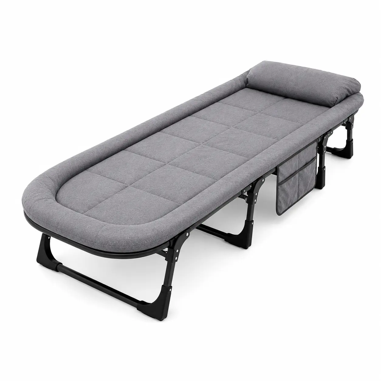 6-Position Adjustable Folding Bed for Adults with Plush Mattress & Pillow,  Heavy-Duty Portable Camping Cot, Comfortable Office Nap Bed & Guest Bed for Home, Travel and Outdoor Use, Foldable Steel Frame, 300 lb Capacity camping essentials