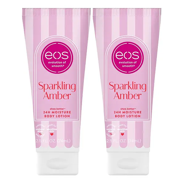 eos Shea Better Travel Size Body Lotion, Sparkling Amber, Limited Edition Skin Care, 24-Hour Moisture, Body Lotion for Women, travel size toiletries, Vegan, 2.5 fl oz (Pack of 2)