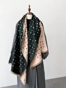 Heart Print Double Sided Shawl Wrap, Casual Soft Warm Scarf for Women & Men, Fashion Accessories for Fall & Winter