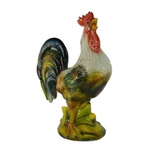 Large Ceramic Rooster Statue 17” Tall Multicolored