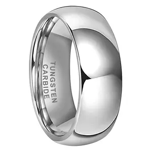 Mens 8MM Tungsten Wedding Band Domed Polished Shiny Comfort Fit Ring Anniversary Gift For Him Jewelry Sizes 7-13
