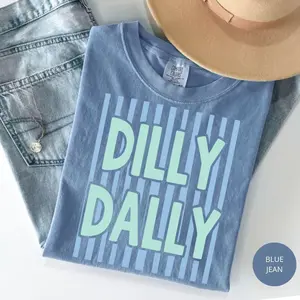 Comfort Colors Dilly Daily Striped T Shirt – Preppy Spring & Summer Gift For Her