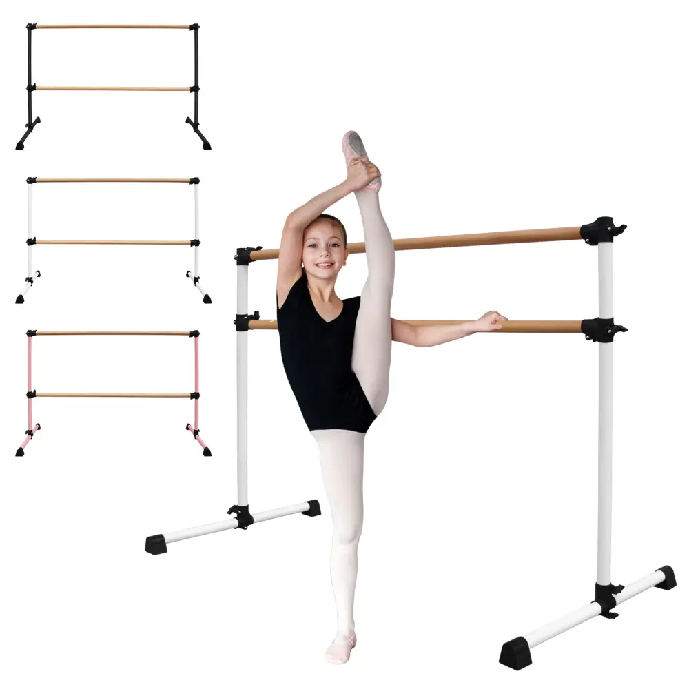 6FT Hardwood Ballet Barre, Commercial/Office Furniture, 6.7-46 In Adjustable Range for Dance Practice, Leg Stretching & Isometric Exercises, 6Ft Length