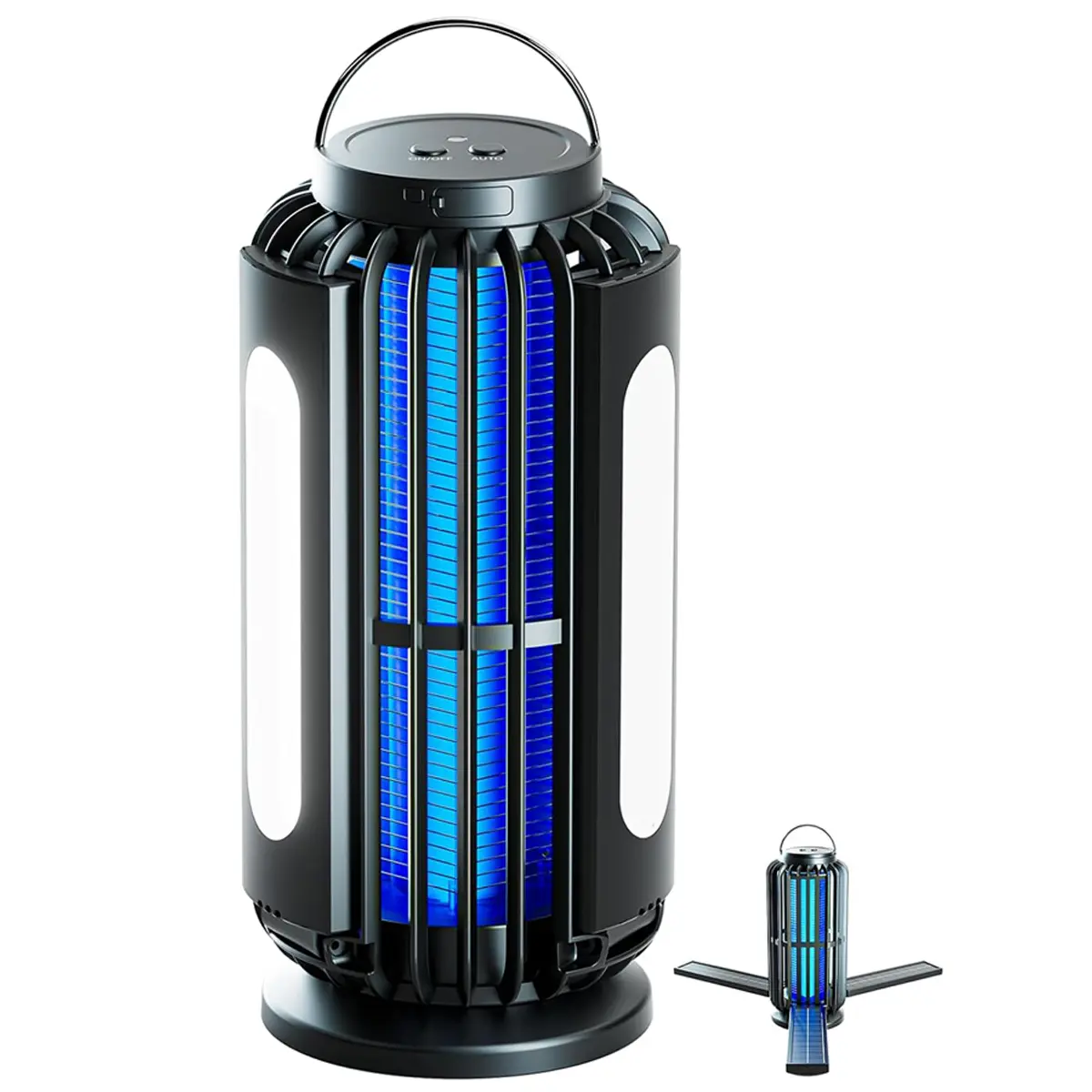 Solar Bug Zapper, Mosquito with Led Light, UV Insect Catcher Device, Wireless Rechargeable BugZapper,Portable mosquito with multifunction, Outdoor Fly Zapper with 3 Modes Light, for Home, Patio, Backyard, Garden. Stand or Hanging.
