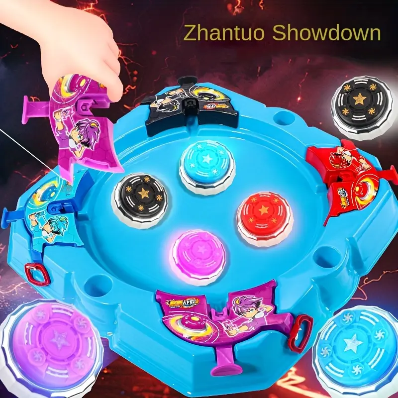Unisex Alloy Multiplayer Battle Spinning Top Toy Kit with Launcher, Battle Ring, Halloween Gift for Kids, Batteries Not Included