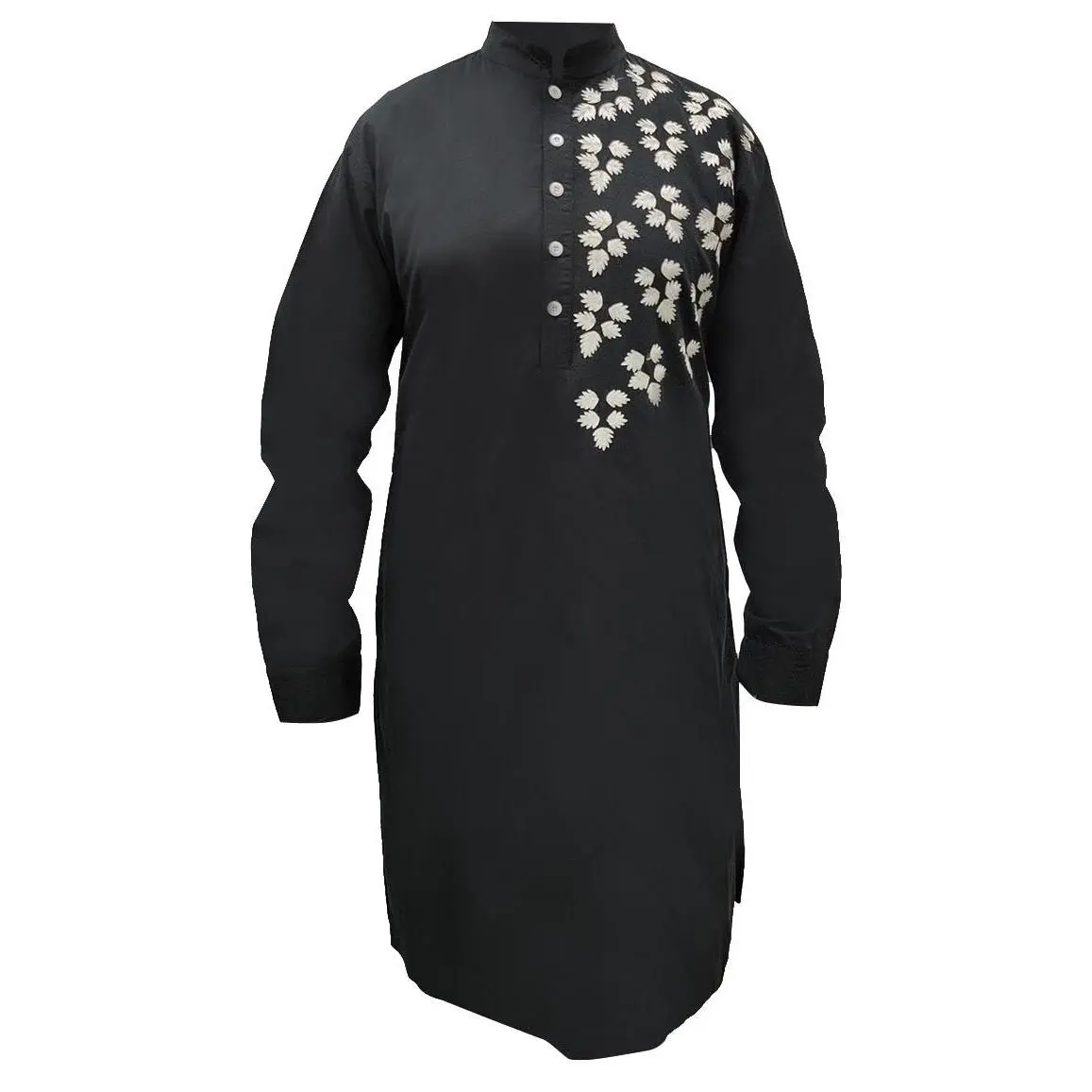 Men's Everyday wear Black Embroidered Kurta With Pockets