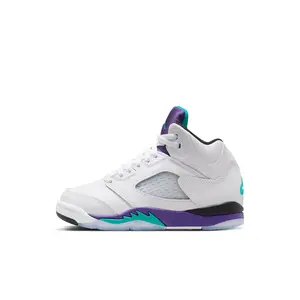 Air Jordan 5 Retro "Grape" Preschool Basketball Shoes - High-Top Fashionable Sports Shoes with Foam & Textiles for Kids' Sports Activities