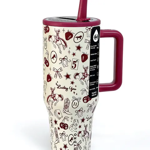 HydroJug 40oz Stainless Steel Insulated Tumbler, Straw Cup, Sport Cup, Easy-Grip Handle, Leak-Proof Lid, Keep Drink Temperature, Cup-Holder Compatible, Ideal For Commuting, Workouts, Office Travel Use