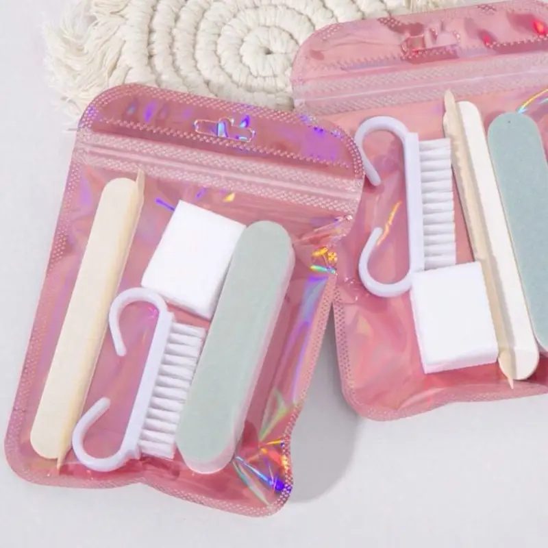 Manicure And Pedicure Set, Mini Nail File And Orange Nail Stick Set, Double-Sided Nail File, Wooden Cuticle Pusher, Nail Cleaning Tools, Nail Stick, Nail Art Brush