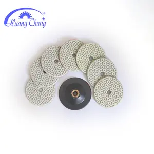Huang Chang 4 Inch Diamond Polishing Pads with 5/8’’-11 Backer Pad, 8PCS Wet Granite Stone Polish Pad Kit for Drill, Grinder, Polisher, 50-3000 Grit Polishing Pad for Concrete Marble Rock Countertop Quartz