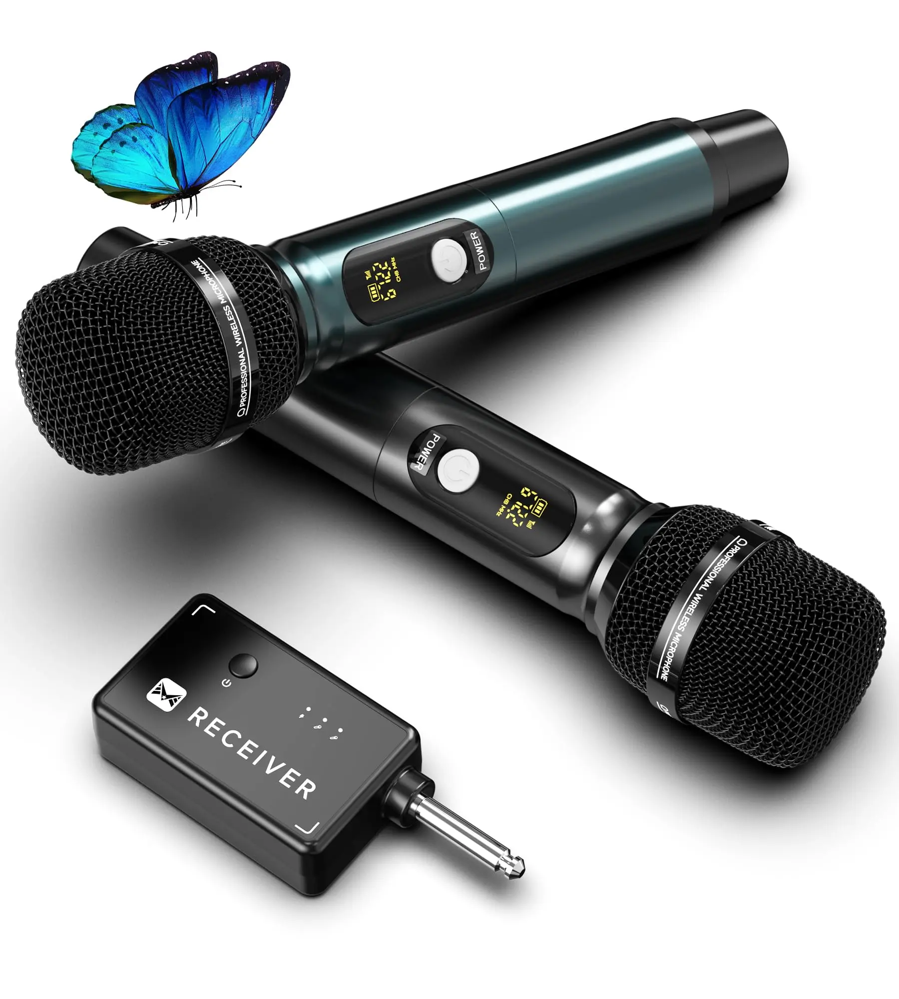 Wireless Microphones, Professional UHF Dual Wireless Microphone with 240 ft Effective Range, 3ms Transmission Rate, Studio Grade Sound Pick Up Mic Head, Metal Body, Microphone for Singing, Speech Podcast Equipment Set Podcast Equipment Kit summerwins