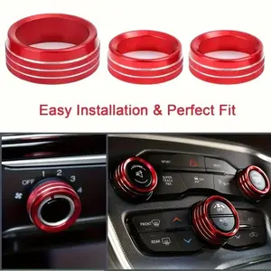 3PCS Red Car Interior Trim Sticker Set, Metal Style Interior Car Accessories for Sporty Car Styling & Interior Upgrade
