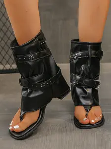 2026 Summer New Western Style Sexy Leggings Boots for Women, Open-Toe Sandals, Unique Design Stackable Boots, Outdoor Wear, Footwear