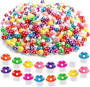 100pcs Mini Resin Mushroom 8 Colors Small Mushrooms Figures Tiny Resin Mushrooms Plastic Little Miniature Mushrooms Bulk for Dollhouse Decor Micro Fairy Garden Landscape Aquarium Tiny Toys
