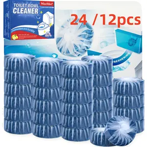 12/24pcs Blue Bubble Toilet Bowl Cleaner Tablets - Heavy-Duty Descaling, Deodorizing & Degreaser, Toilet CleanerTablets, Toilet Cleaning Tablets, Toilet Cleaning Products,Toilet Cleaning Gel, Bathroom Toilet Cleaner, Toilet CleaningSupplies