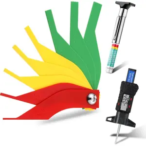 3 Pieces Tire Tread Depth Gauge Tool Digital Tire Tread Depth Gauge Brake Lining Thickness Gauge Coded Tire Tread Depth Gauge Automotive Brake Pad Measure Ruler for Motorcycle, Car, Truck and Bus