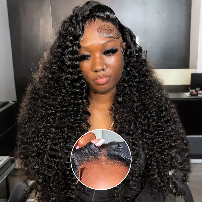 Karlami Hair Deep Wave 8x6 Lace Glueless Wigs 100% Human Hair 180% Density Pre Bleached Knots Wear Go Wig With Invisi Drawstring Beginner Friendly