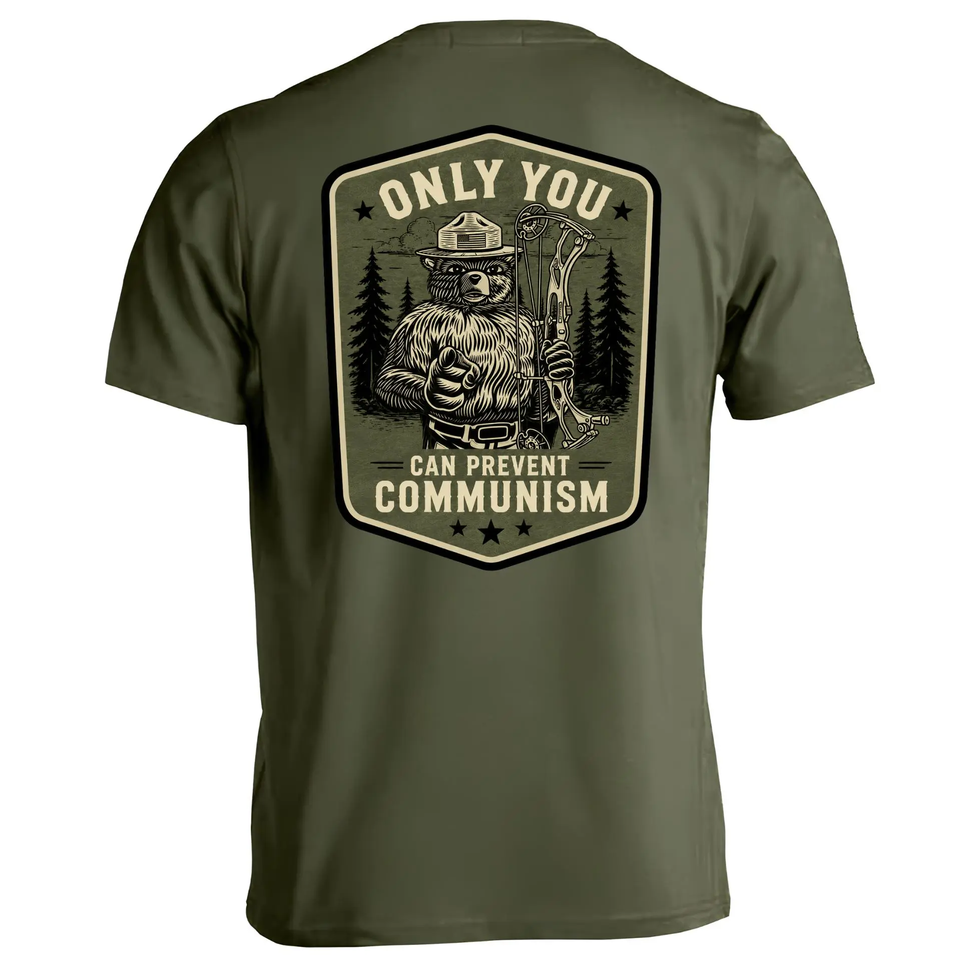 Funny Patriotic Bear Shirt, Outdoor Freedom Graphic Tee, Political Humor Gift For Men