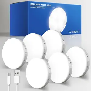 6 Pack Motion Sensor Light Indoor, Rechargeable Puck Lights,   Operated Night Light for Closet, Hallway, Stairs, Kitchen with 2 Color Temperatures