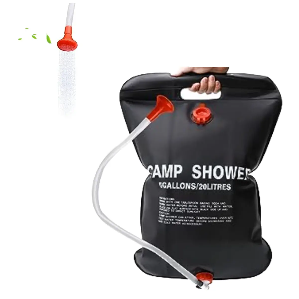 Solar Shower Bag, 1-Pack 5 Gallon/20L Camping Shower Bag, Portable Shower Bag with Detachable Hose and On/Off Shower Head for Camping Beach Swimming Outdoor Travel