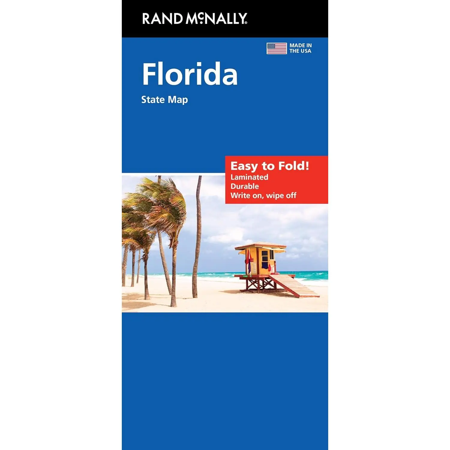 Rand McNally Florida State Heavy-Duty Laminated Map - Unabridged, Easy to Fold, Durable, Tear Resistant, Full-Color, Quick-Reference Legend, City Index for Travel Passing Through Needs